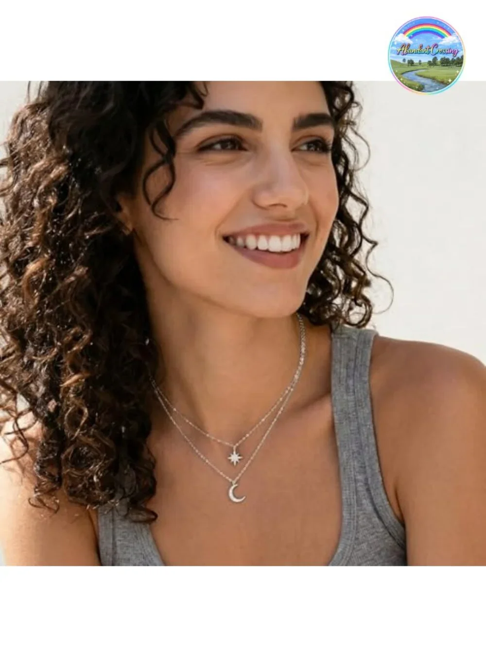 925 Sterling Silver Star Moon Layered Choker Necklace